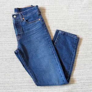 Levi's Wedgie Fit Jeans Slim Straight Tapered Leg Size 26 Medium Dark Wash